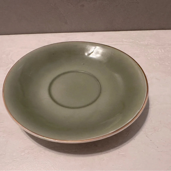 VINTAGE Coffee Tea Set  FRED ROBERTS CO.  Sage Green Cup & Saucer - Picture 2 of 8